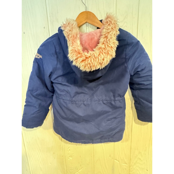 Girls OshKosh B'gosh Winter Jacket M (5-6) Blue Pink hood - Picture 2 of 10